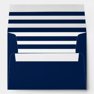 Nautical Navy Blue and White Stripes Invitation Envelope