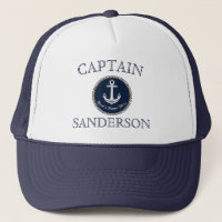 Nautical Navy Blue Boat Name Anchor Rope Trucker H