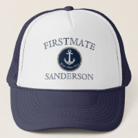 Nautical Navy Blue Boat Name Anchor Rope Trucker H