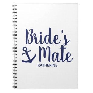 Nautical navy blue bride's mate anchor bridesmaid spiral notebook