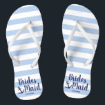 Nautical navy blue bridesmaid with anchor & stripe jandals<br><div class="desc">Elegant nautical bridesmaid design.</div>
