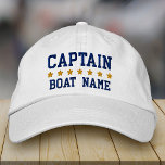 Nautical Navy Blue Captain Your Boat Name White Embroidered Hat<br><div class="desc">Nautical Captain Your Boat Name Personalised Cap White and Navy Blue</div>