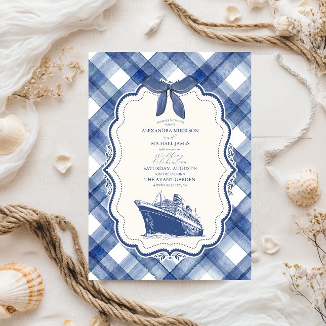 Nautical Navy Blue Cruise Wedding Invitation (Creator Uploaded)
