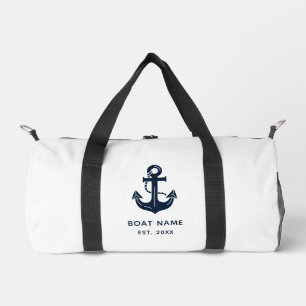 Nautical Navy Blue Custom Boat Name Duffle Bag
