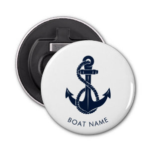 Nautical Navy Blue Cute Boat Name Sailing Swag Bottle Opener