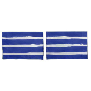 Nautical Navy Blue Distressed Striped Watercolor  Pillowcase