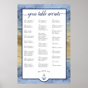 #Nautical Navy Blue & Gold Seating Chart