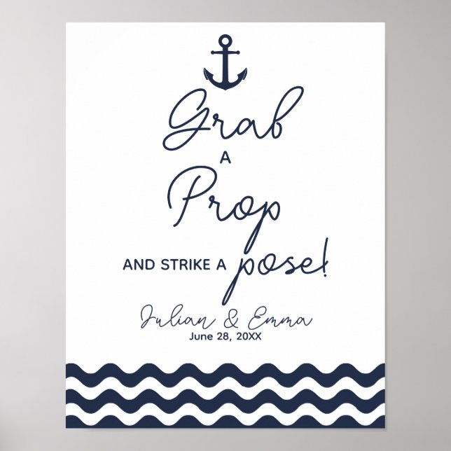 Nautical Navy blue Grab a prop strike Print (Front)