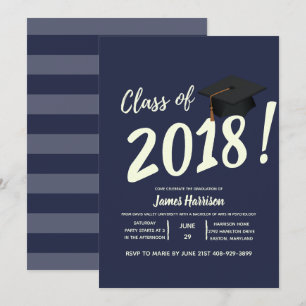Nautical Navy Blue Graduation Party Invitation