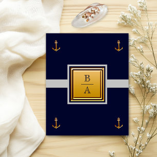 Nautical Navy Blue Grey Budget Wedding Invitation Flyer