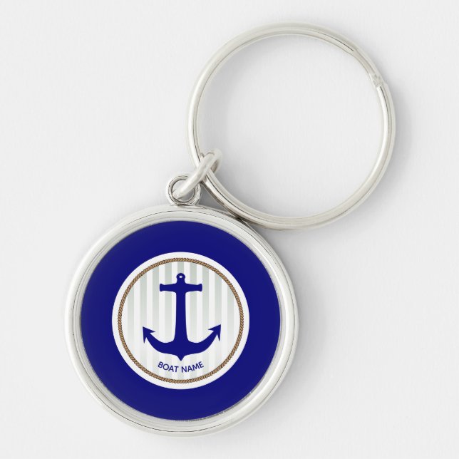 Nautical Navy Blue Key Ring (Front)