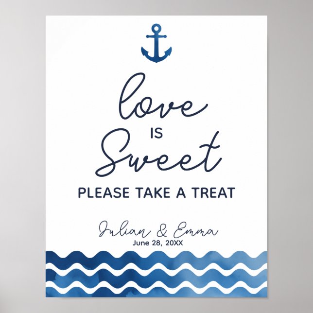 Nautical Navy blue Love is sweet Print (Front)