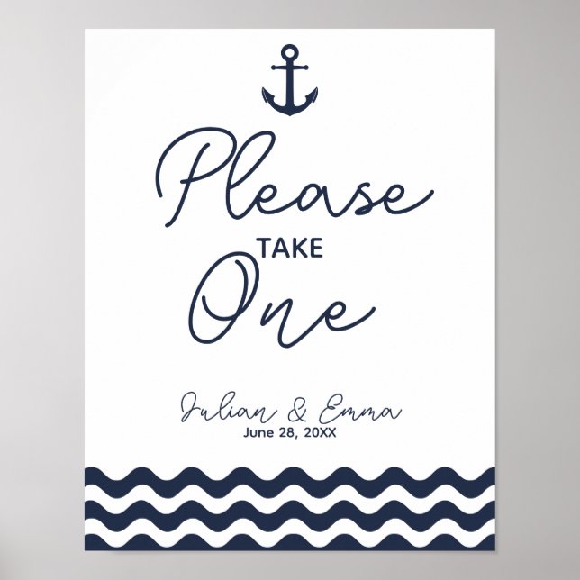 Nautical Navy Blue Please take one print favour (Front)