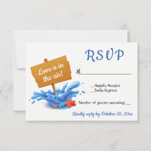 Nautical Navy Blue RSVP Beach Wedding Party Ocean Card