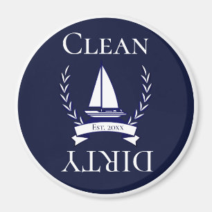 Nautical Navy Blue Sailboat Coastal Monogrammed    Magnet