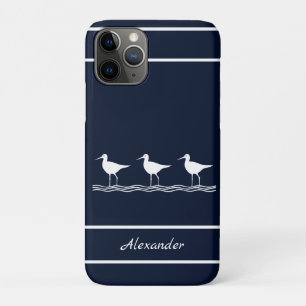 Nautical Navy Blue Sandpipers Birds  Case-Mate iPhone Case