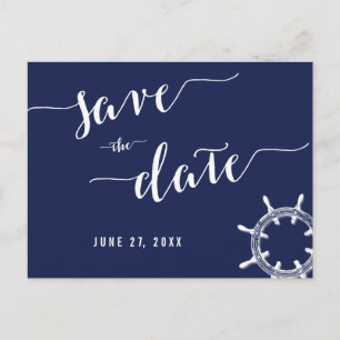 Nautical Navy Blue Save The Date Postcards