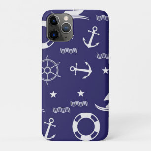Nautical Navy Blue Seamless Patterns Background Case-Mate iPhone Case