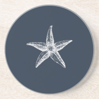 Nautical Navy Blue Simple Elegant Starfish Coaster