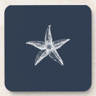 Nautical Navy Blue Simple Elegant Starfish Coaster