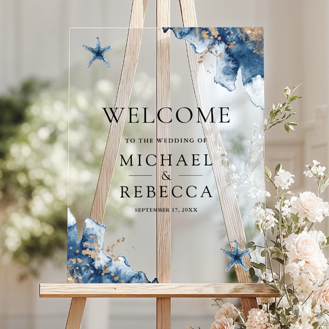 Nautical Navy Blue Starfish Wedding Welcome Sign (Creator Uploaded)