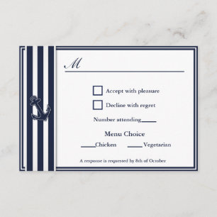Nautical Navy Blue Swallows RSVP 2 Menu Choice