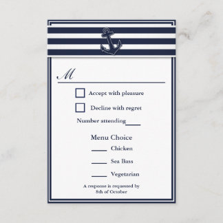 Nautical Navy Blue Swallows RSVP 3 Menu Choice