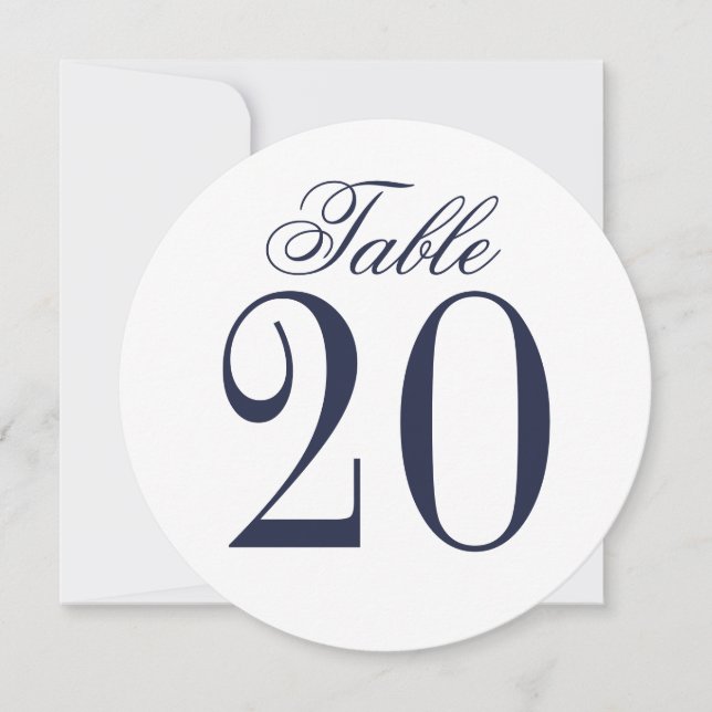 Nautical Navy Blue Wedding Circle Table Number (Front)