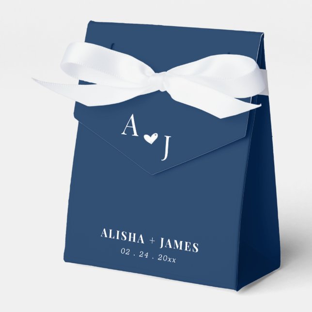 Nautical navy blue wedding guests favour box (Front Side)