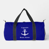 Nautical Navy Blue White Anchor Boat Name Captain