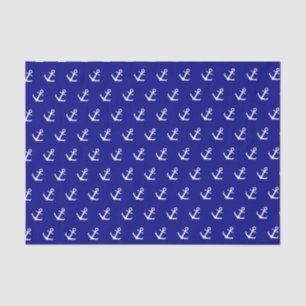 Nautical Navy Blue White Anchor Pattern Tissue Paper