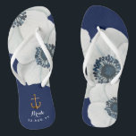 Nautical Navy Blue White Cascading Anemones Bride Jandals<br><div class="desc">Step into comfort and style on your special day with Nautical Boutique Co.’s nautical navy blue & white cascading anemones bride flip flops design. 👣🌊 Perfect for beach weddings or relaxed celebrations, these flip flops feature elegant cascading white anemones, set in a stunning navy blue and white colour palette. Let...</div>
