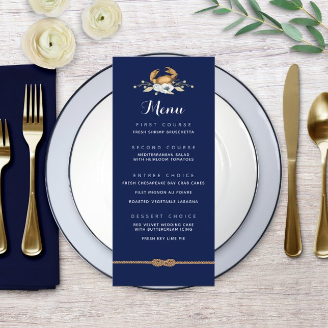 🦀 Nautical Navy Blue & White Coastal Wedding Menu (🦀 Nautical Navy Blue & White Coastal Wedding Menu
)