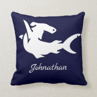Nautical Navy Blue White Hammerhead Shark Name