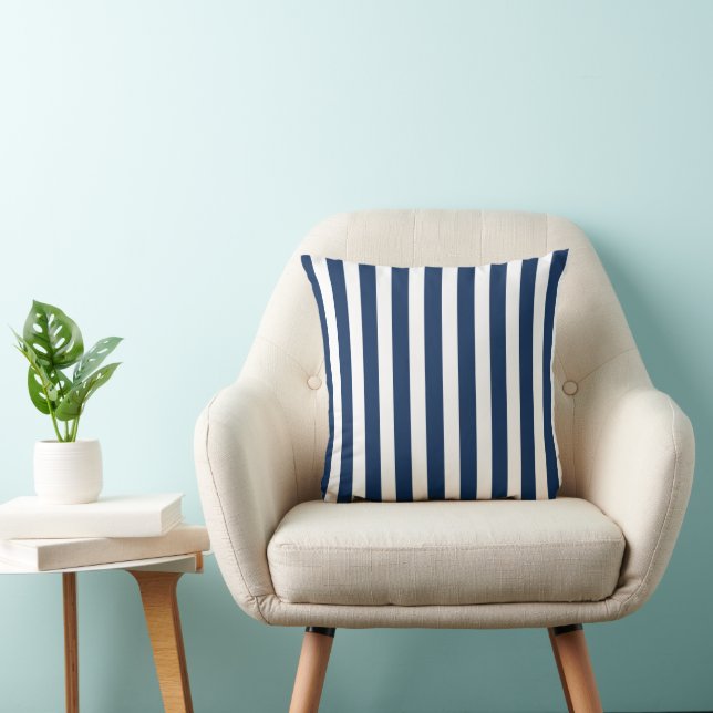 Nautical Navy Blue & White Striped Cushion (Chair)
