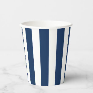Nautical Navy Blue & White Striped   Paper Cups