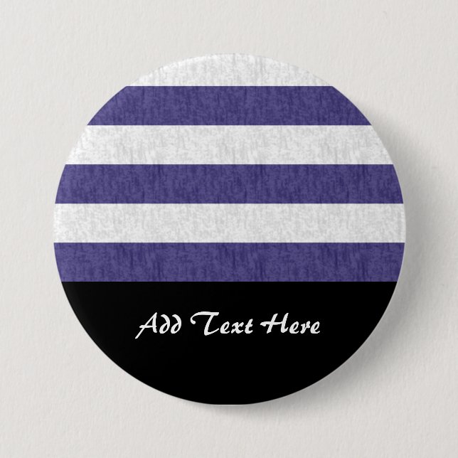 Nautical Navy Blue White Stripes 7.5 Cm Round Badge (Front)