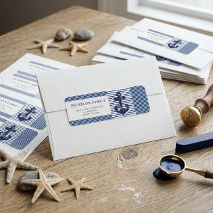 Nautical Navy Blue White Stripes Anchor