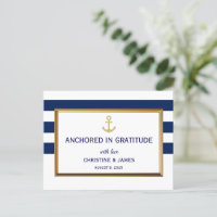 Nautical Navy Blue White Stripes Thank You Wedding