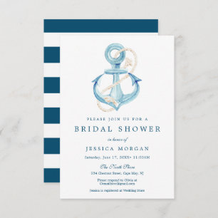 Nautical Navy Bridal Shower Invitation Card