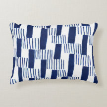 Nautical Navy Brushstroke Geometric Pillow