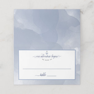 #Nautical Navy Dusty Blue Watercolor Event Wedding Place Card