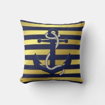 Nautical navy/gold anchor/wheel/navy blue stripe  