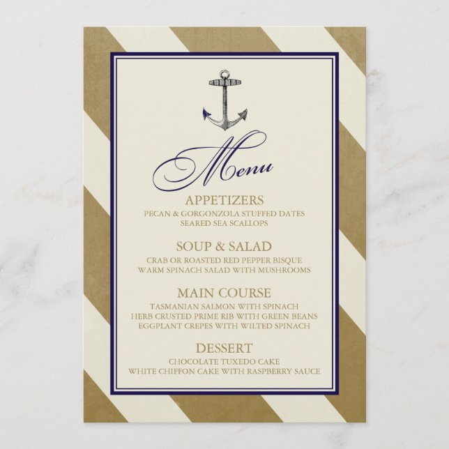 Nautical Navy & Gold Menu (Front)
