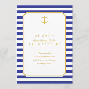 Nautical Navy & Gold Pregnancy Announcement