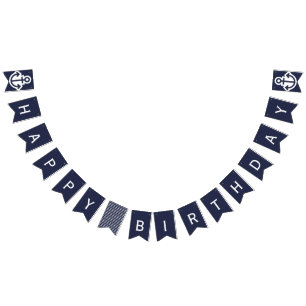 Nautical Navy Happy Birthday Anchor Bunting