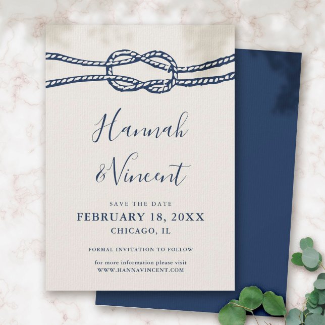 Nautical Navy Knot Save the Date Card (Creator Uploaded)