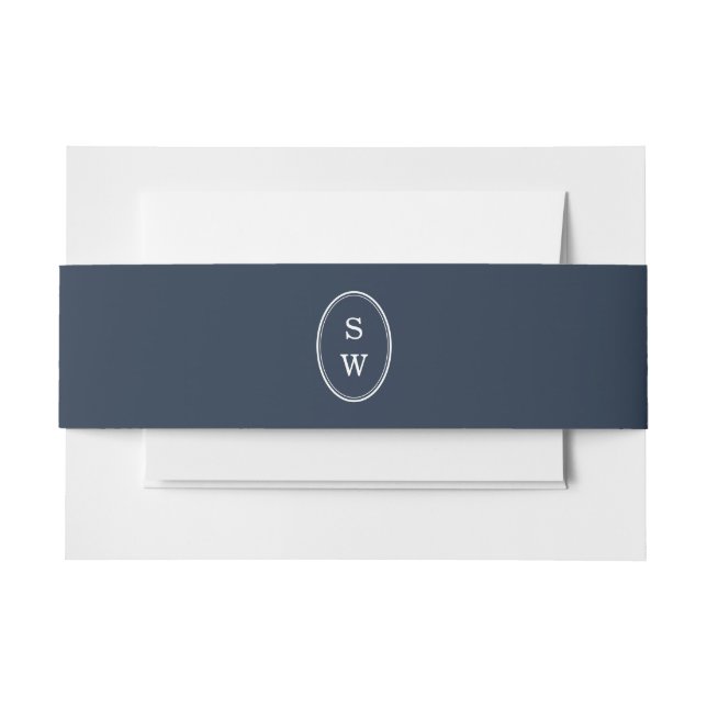Nautical Navy Monogram Wedding Belly Band Invitation Belly Band (Front Example)