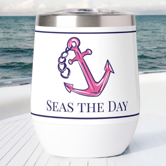Nautical Navy Pink Anchor Preppy Boat Name  (Creator Uploaded)