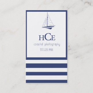 Nautical navy preppy sailboat business card